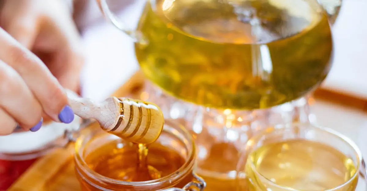 Elegant beechwood honey spoon in use