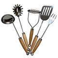 Edelstahl & Holz Utensilien-Set