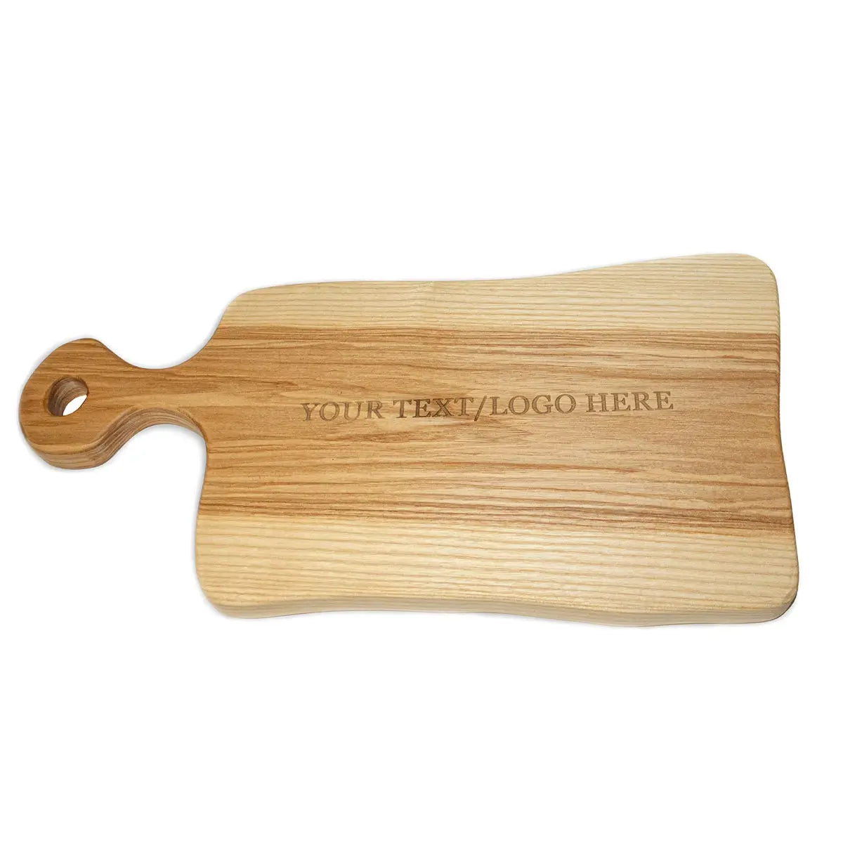 Sustainable European ash wood cutting board showing rich natural grain patterns