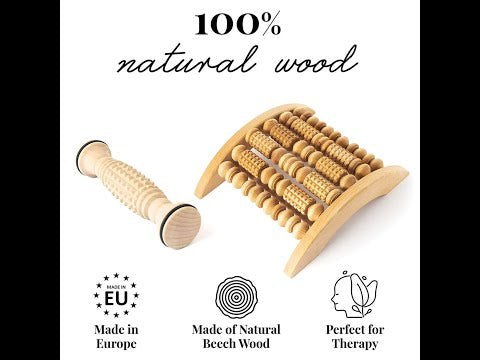 Wooden Foot Massage Roller Set - Relaxing Reflexology Video on Youtube