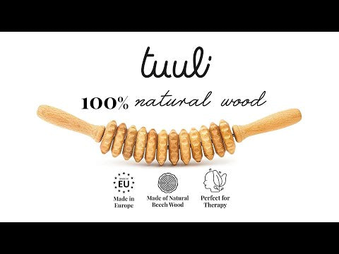 Curved wooden massage roller on Youtube