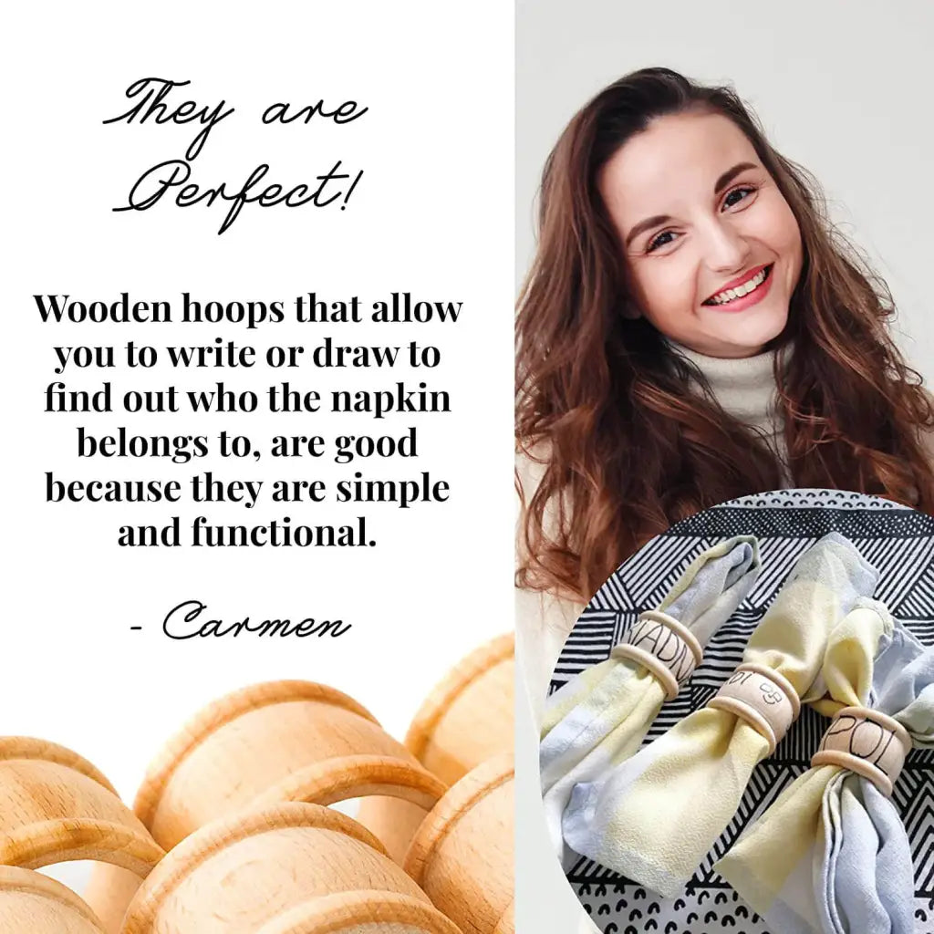 Ensemble de 6 ronds de serviette en bois