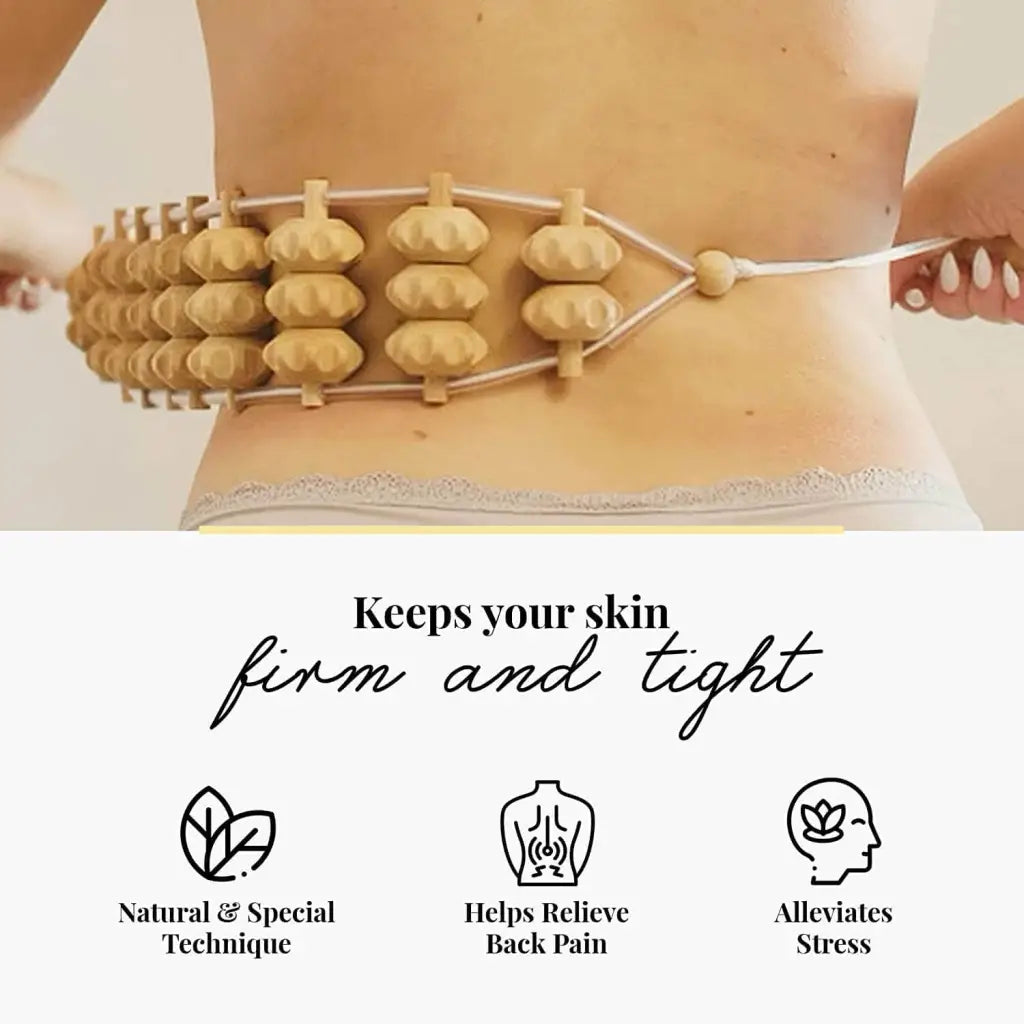 Usage: upward strokes on lower back while seated