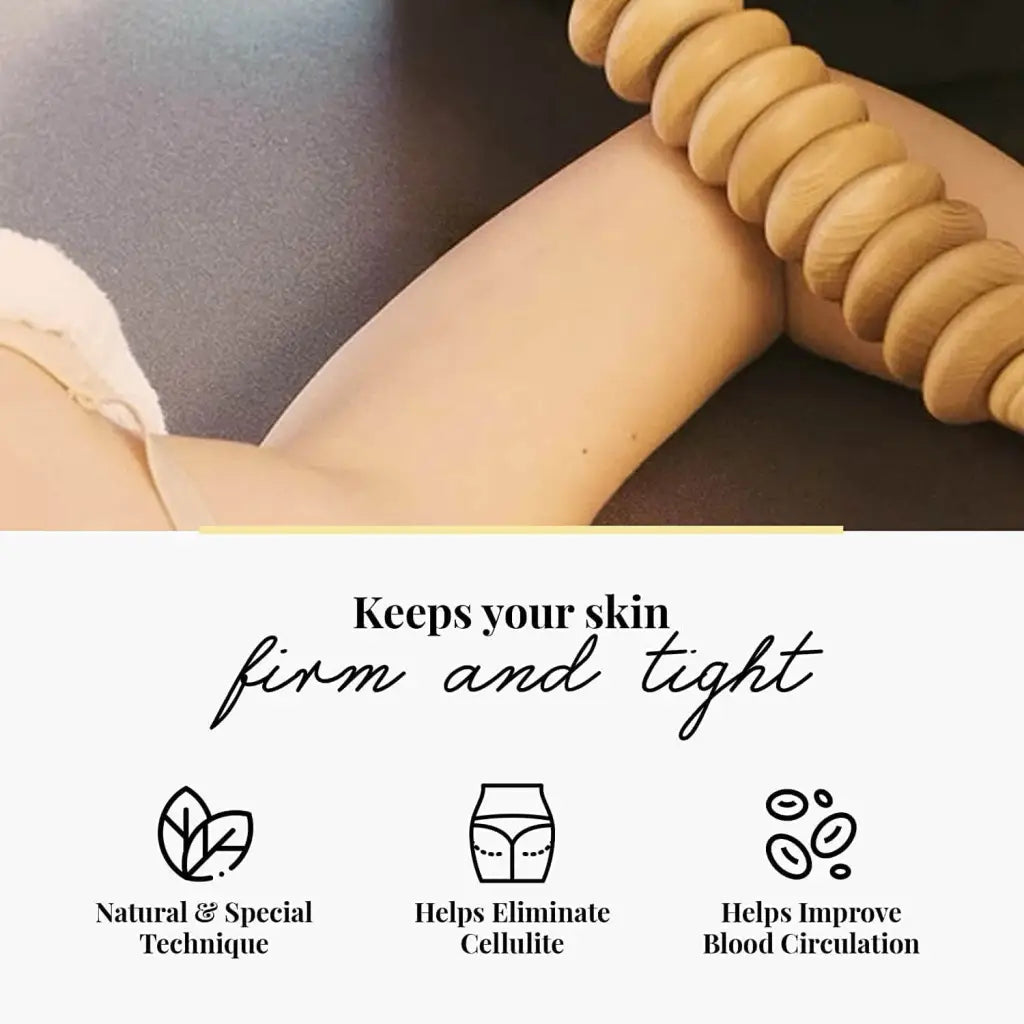 Lifestyle scene: disk roller on bathroom shelf with towel and oil