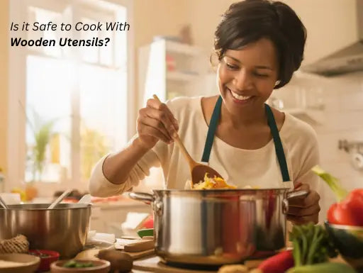 Women cooking wood with wooden spoons and utensils