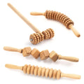 Handcrafted 4-Piece Wooden Massager Set — 3 Rollers (40 cm) & T-Massager
