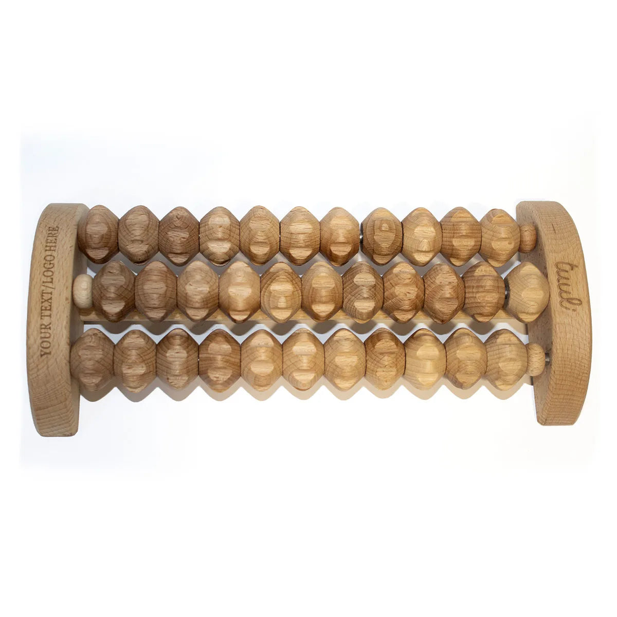 Custom wooden foot massager promoting blood circulation and muscle relaxation