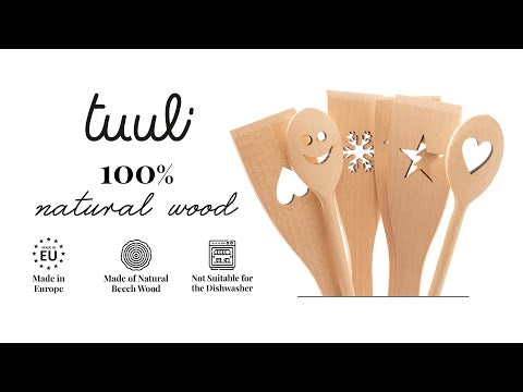 6 Piece Wooden Kitchen Utensil Set with Motiv Video on Youtube