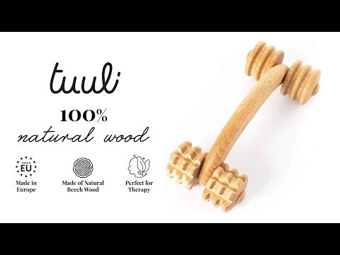 Video of Wooden Handheld Massager Compact Beechwood Roller (18 × 7 × 6 cm) on Youtube