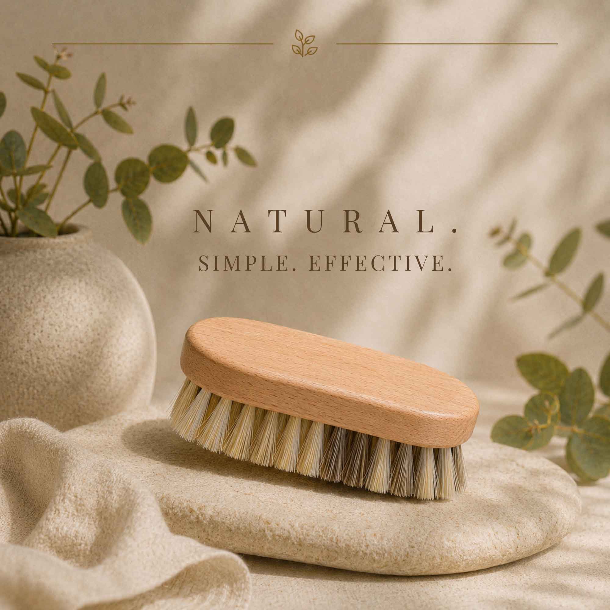 Tuuli wooden vegetable brush displayed in a natural kitchen lifestyle setting